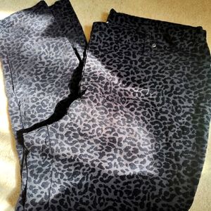 Cheetah black velvet detail jeggings stretch jeans